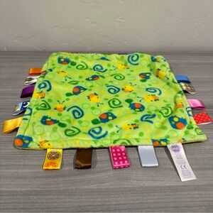 Taggies Lovey Baby Turtle Bee Spirals Green Yellow Sensory Security Blanket 12”